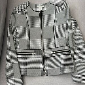 Tailored Houndstooth Zip-Front Women's Jacket